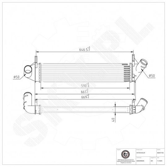 Радиатор на въздуха за пълнене Dacia Duster Logan Sandero Renault Logan I 8200409045