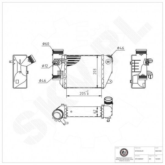 Радиатор на въздуха за пълнене Audi A6 C6 4f0145805e