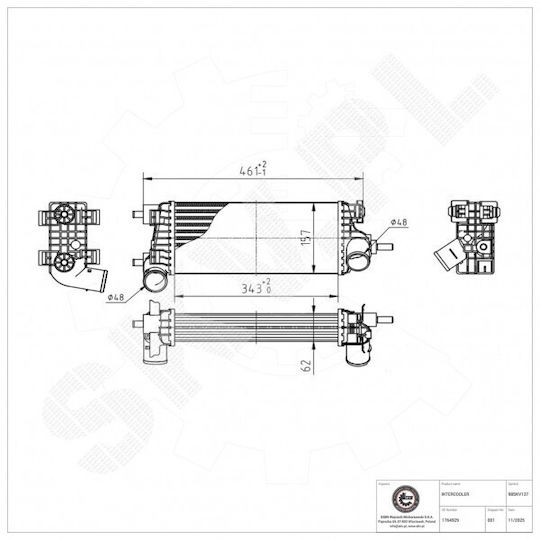 Auto-Kühlschrank Luft Überfüllung Ford C-Max II Focus III Großer C-Max Tourneo Connect Transit Connect Cv619l440vc