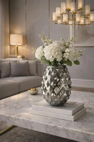 SteweHome Decorative Glass Vase Silver