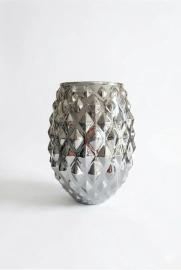 SteweHome Decorative Glass Vase Silver
