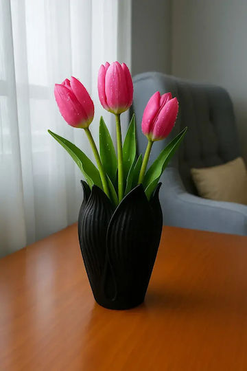 SteweHome Decorative Plastic Grey Vase 20x20xH20cm