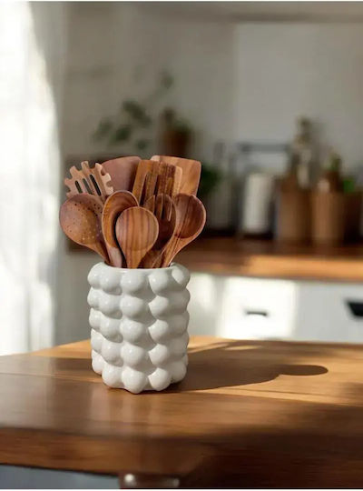 SteweHome Βάζο Τσιμεντένιο Λευκό Φ15xΥ11cm