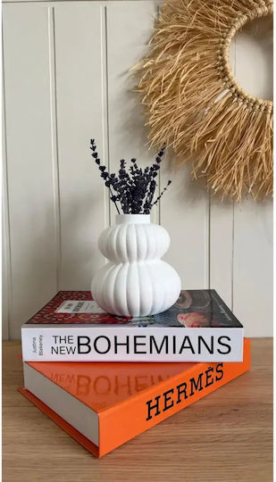 SteweHome Vază Decorativă Din Plastic Albă Φ13xÎ14cm
