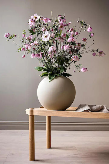 SteweHome Διακοσμητικό Βάζο Λευκό Φ14xΥ14cm