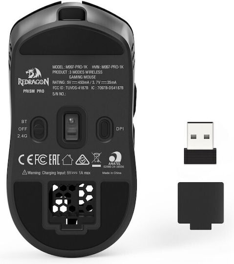 Redragon Prism Pro M997-PRO-1K Безжично Геймърско Мишка 26000 DPI Черно