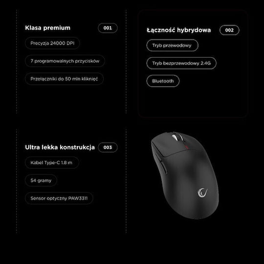 Rampage Kabellose Gaming Maus 24000 DPI Schwarz