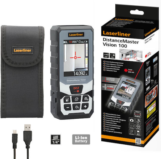 Laserliner Laser Entfernungsmesser DistanceMaster Vision 100 mit Messbereich 0,1m-100m