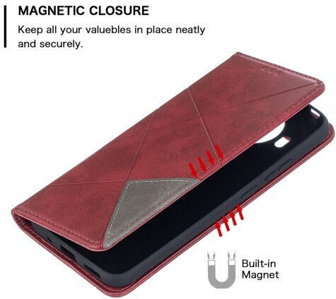 Stand Geometric Patterns Book Synthetic Leather Red (Nokia 5.4)