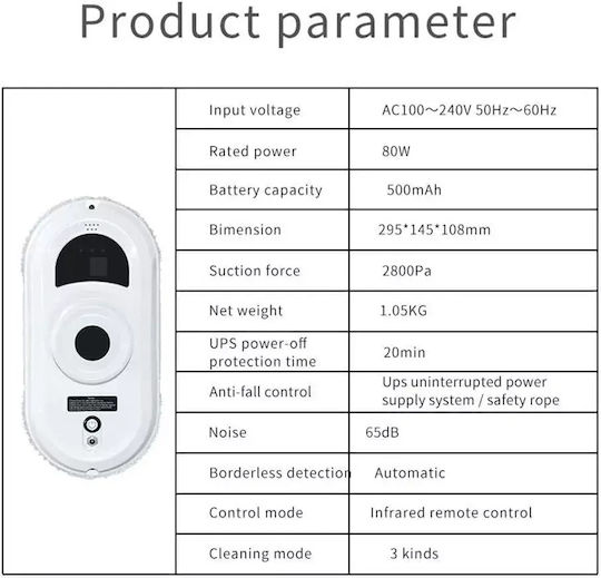 Andowl Window Vacuum Cleaner Robot Electric 80W White