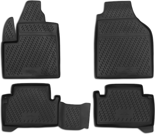 Set Front and Back Car Mats 4 Pieces Raised Sides for Ford Tourneo Connect 2002 Black