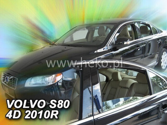 Heko Set of Windbreakers Front and Rear Car Dark Fime for Volvo S80 4pcs
