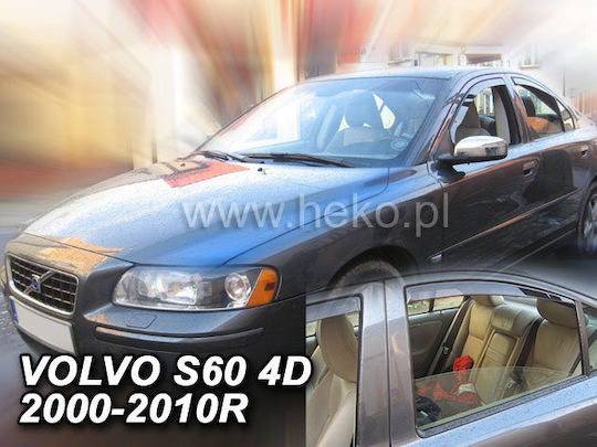Heko Set of Windbreakers Front and Rear Car Dark Fime for Volvo S60 4pcs