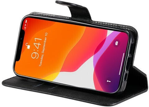 Βάση Στήριξης Όψη Wallet Δερμάτινο Μαύρο (iPhone 13 miniNokia 5.4)