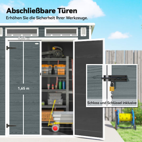 Kunststoff Gartenhaus M1.82xB1.82xH1.96m 84H-500V01 Grau