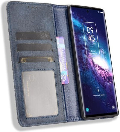 Support Base Wallet Synthetic Leather Blue (TCL 20 Pro 5G)