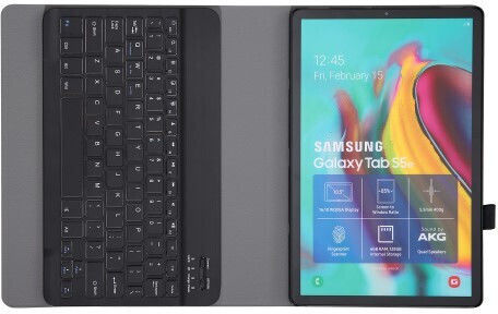 Flip Cover Δερμάτινη με Πληκτρολόγιο στα Αγγλικά US Μαύρη (Galaxy Tab S6 Lite 10.4)