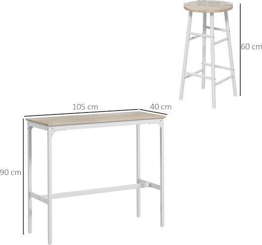 Bar-Tisch mit 2 Hockern 105x40cm