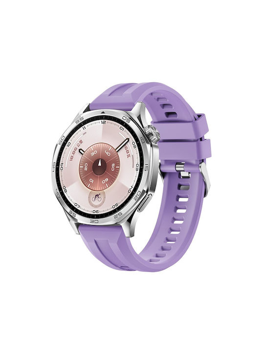 Tragbares Silikonarmband 22mm Viele Löcher Huawei Watch Gt 6 46mm Garmin Forerunner 570 47mm 970 265 255 745 Lila
