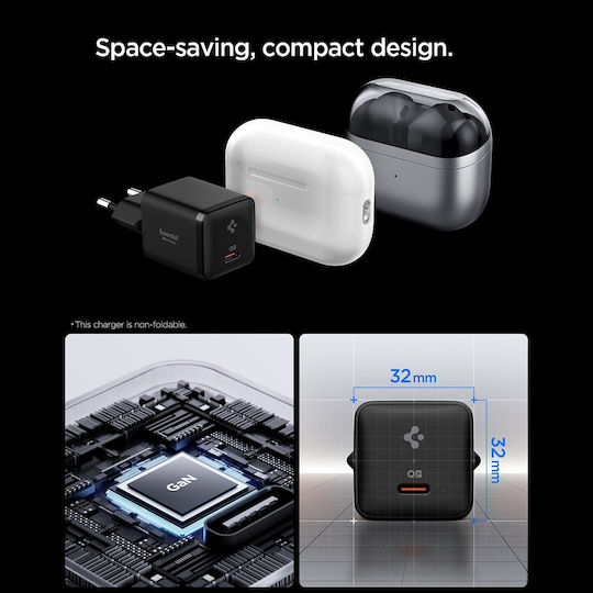 Spigen Wireless Charger with USB-C Port 30W Quick Charge 2.0 / Quick Charge 3.0 Black (Essential)