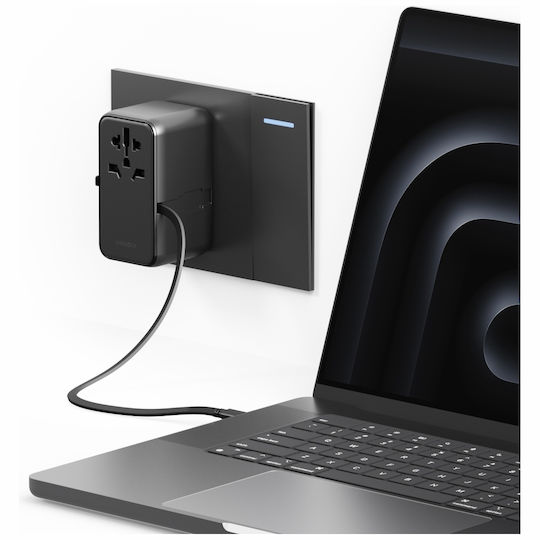 Energea Φορτιστής με Θύρα USB-A και 3 Θύρες USB-C και Καλώδιο USB-C 85W Power Delivery Μαύρος