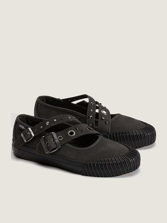 Suede Damen Ballerinas Mit Riemen Graue
