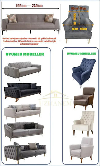 SteweHome Husă Elastică Canapea Cu Trei Locuri Turcoaz 195x230cm