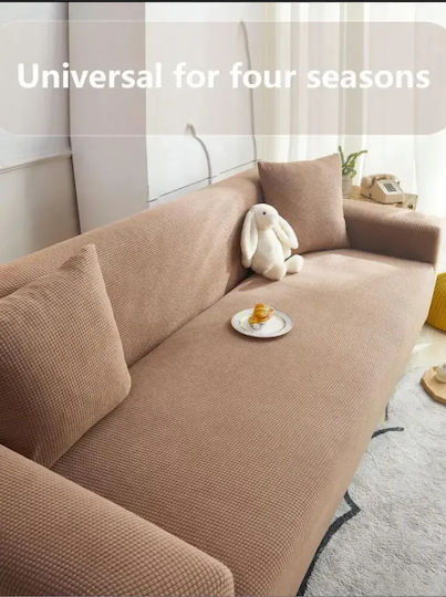SteweHome Husă Elastică Pentru Canapea Cu Trei Locuri Maro 195x230cm