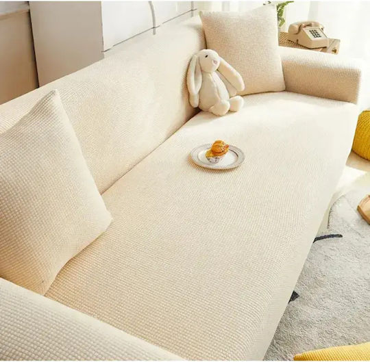 SteweHome Husă Elastică Pentru Canapea Cu Trei Locuri Albă 195x230cm