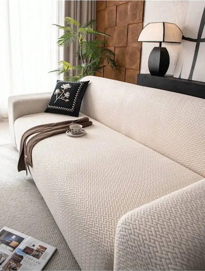 SteweHome Elastisches Abdeckung Für Dreisitziges Sofa Ecru 180x230cm