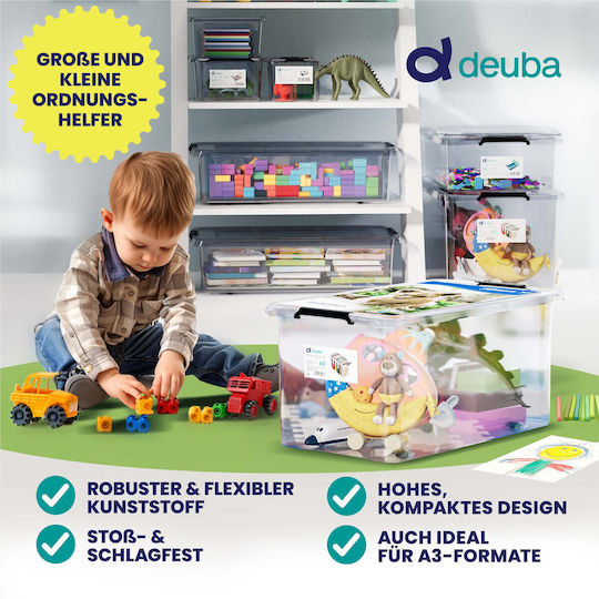 Deuba Cutie De Depozitare Din Plastic Cu Roți Și Capac Transparent 60x40x35cm 4 Bucăți