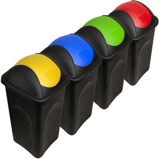 Stefanplast Coș De Gunoi De Reciclare Din Plastic 60L Negru 4 Bucăți Stefanplast Coș De Gunoi De Reciclare Din Plastic 60L Negru 4 Bucăți