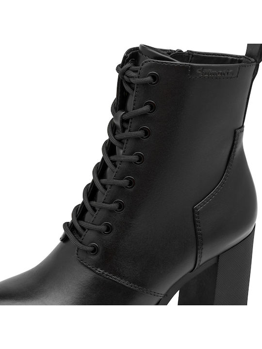 Leder Damen Stiefeletten Schwarz