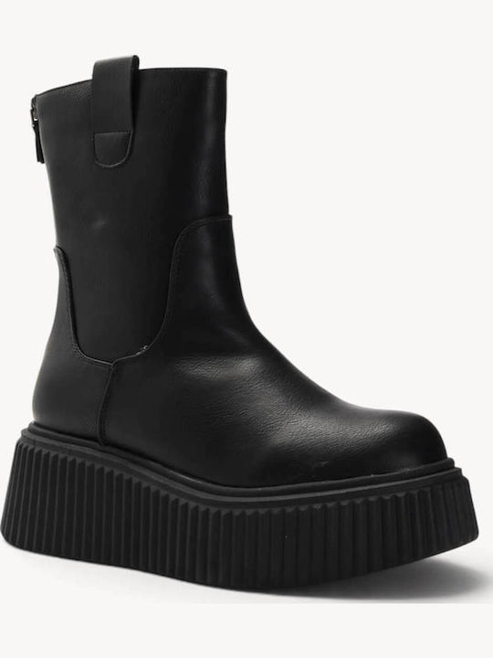 Schwarze Stiefeletten Damen mit Plattformsohle