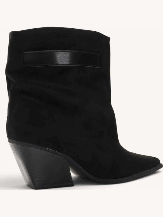 Black Western Ankle Boots Long Strap Buckle