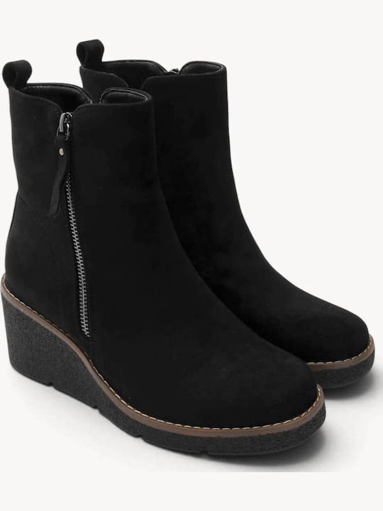 Black Combat Boots With Laces External Zipper