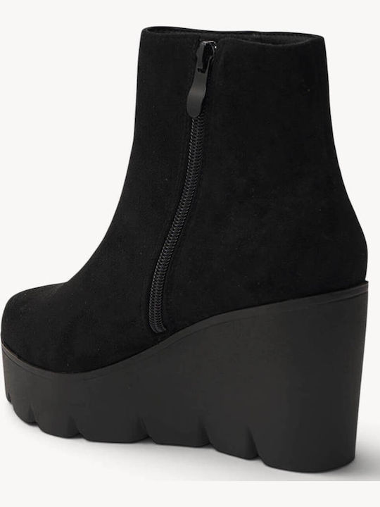 Ghete Dama Negru De Catifea Platformă Wedge