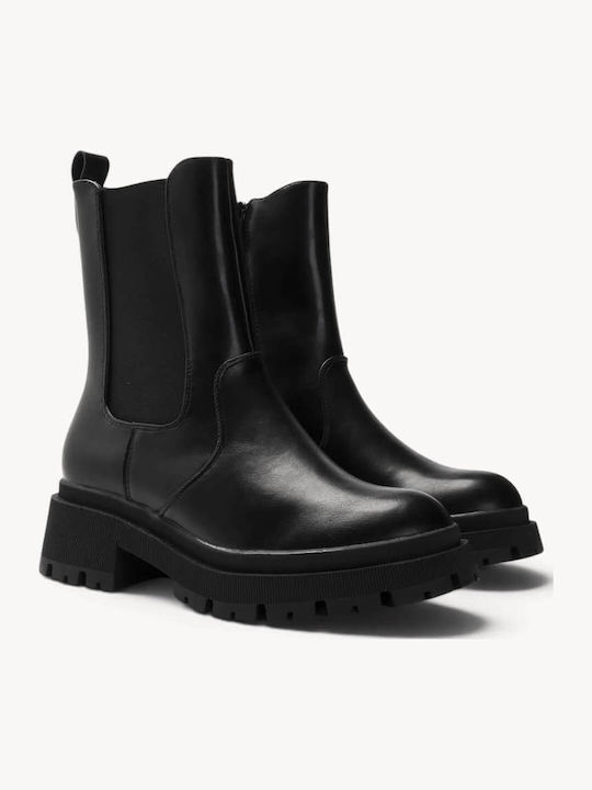 Black Chelsea Ankle Boots With Lug Sole Black Chelsea Ankle Boots With Lug Sole