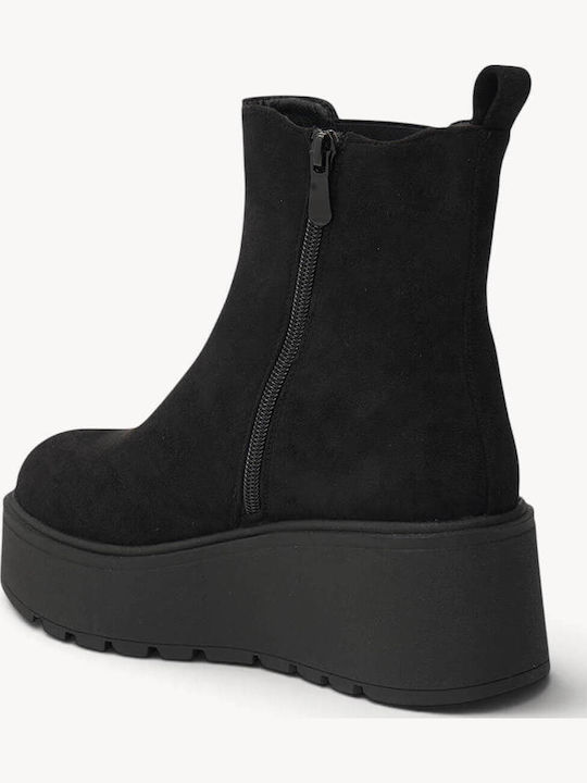 Black Suede Chelsea Ankle Boots High Platform