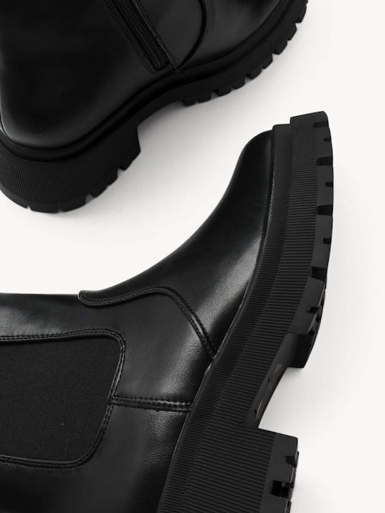 Black Chelsea Ankle Boots With Lug Sole