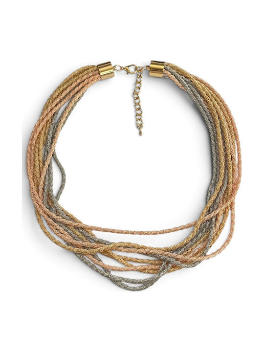 Women's Necklace Tricolor Multi-cord Knotted Choker Adjustable Chain Prime Steel Gold Rose Gold Silver Women Ssn065