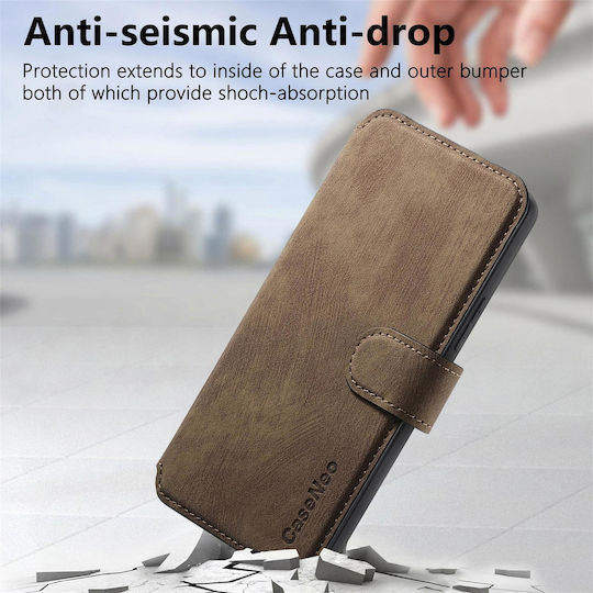 Caseneo Motorola Moto G Max G87 G77 G67 Case Retro Leather Wallet Brown