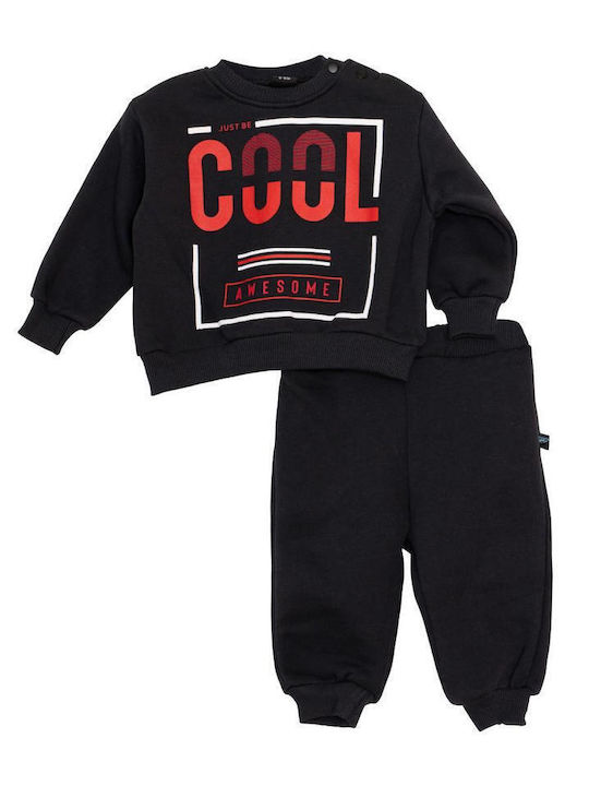 Kids Sweatpants Set With Top Blue-Ecru 3 Pieces