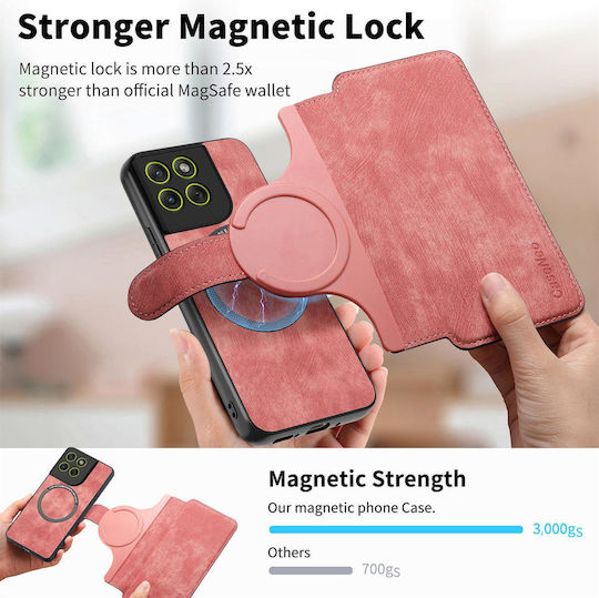 Caseneo Motorola Moto G Max G87 G77 G67 Case Retro Leather Wallet Pink