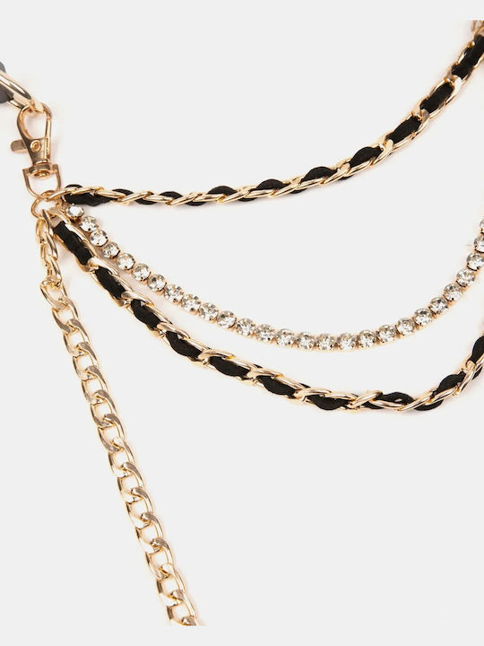 Faux Leather Chain Belt Black Size One Size Black