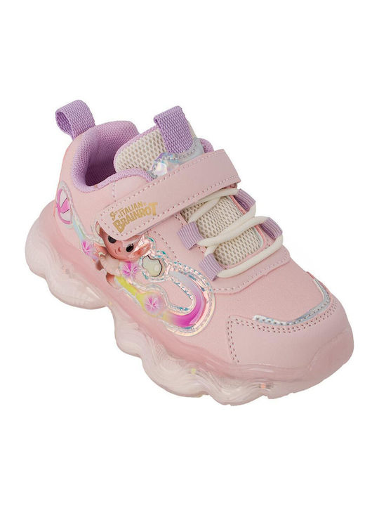 Ballerina Capuchina Παιδικά Sneakers Ανατομικά με Σκρατς & Φωτάκια Ροζ