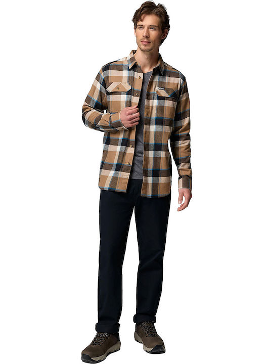 Flare Gun Stretch Long Sleeve Flannel Shirt Brown