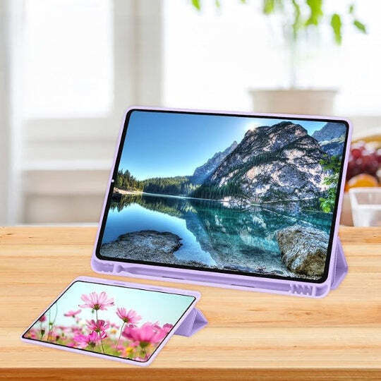 Премиум трикратно сгъваем флип калъф с държач за писалка за iPad 10,2" 9-то 8-мо 7-мо поколение 2021 2020 2019 Лилав