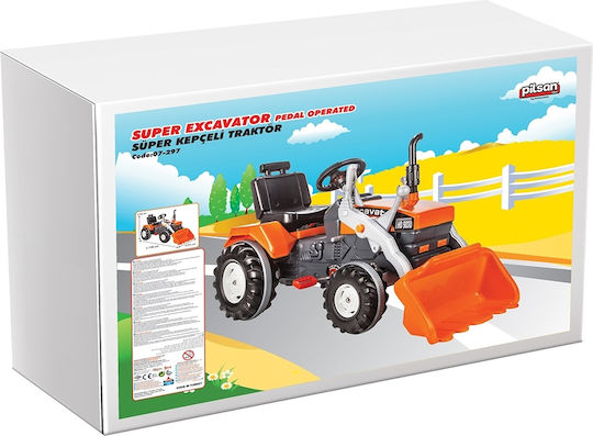 Excavator Pentru Copii Super De La Picior La Podea cu Pedale Portocaliu pentru 3+ Ani