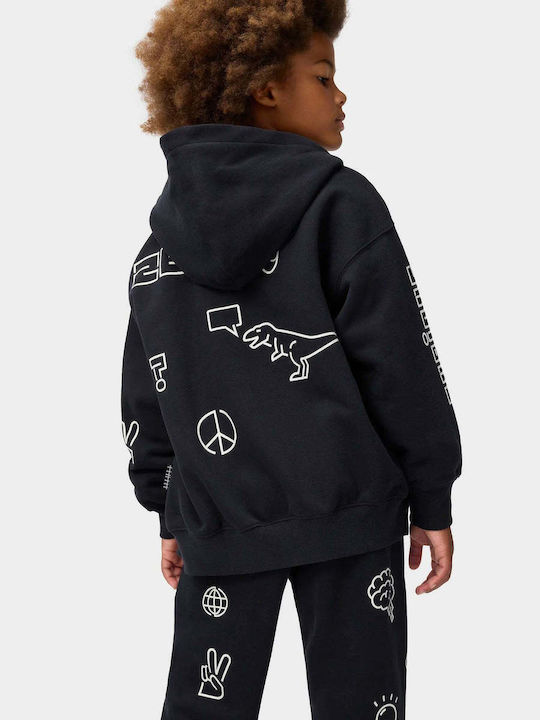 Kids Sweatshirt With Hood And Pockets Black